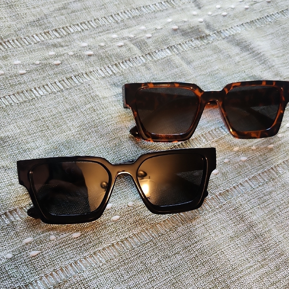 2 Pack Stylish Rectangular Sunglasses Set For Women